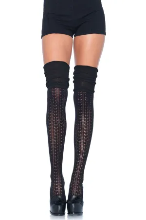 Acrylic Pointelle Over The Knee Scrunch Socks