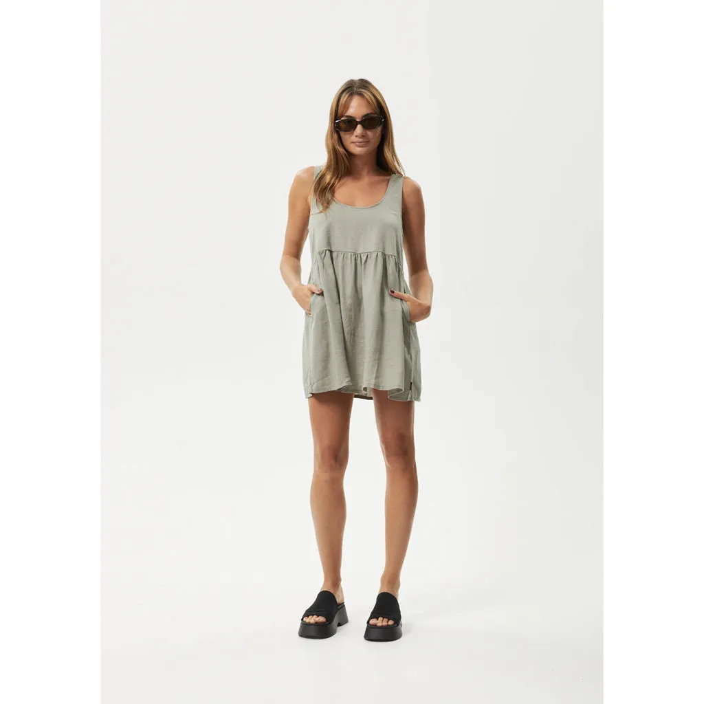 AFENDS JESSE HEMP MINI DRESS - OLIVE