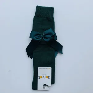 APRICOT - Over Knee High Bow Sock - Bottle Green
