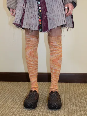 Baserange Twisted Overknee Socks, Orange Multicolored