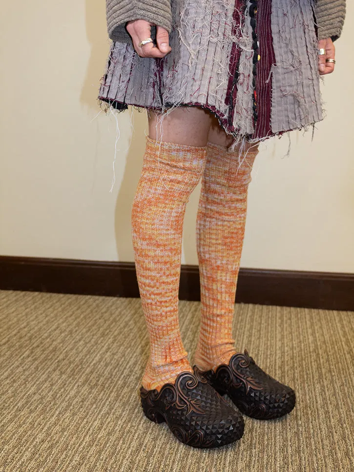 Baserange Twisted Overknee Socks, Orange Multicolored