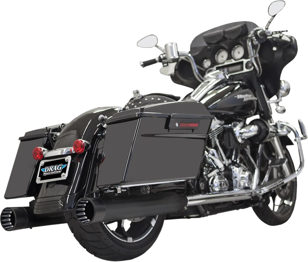Bassani Manufacturing 1F7DNT5 4in. DNT Straight Can Muffler with Acoustically Tuned Baffle - Chrome with Black Polished End Cap