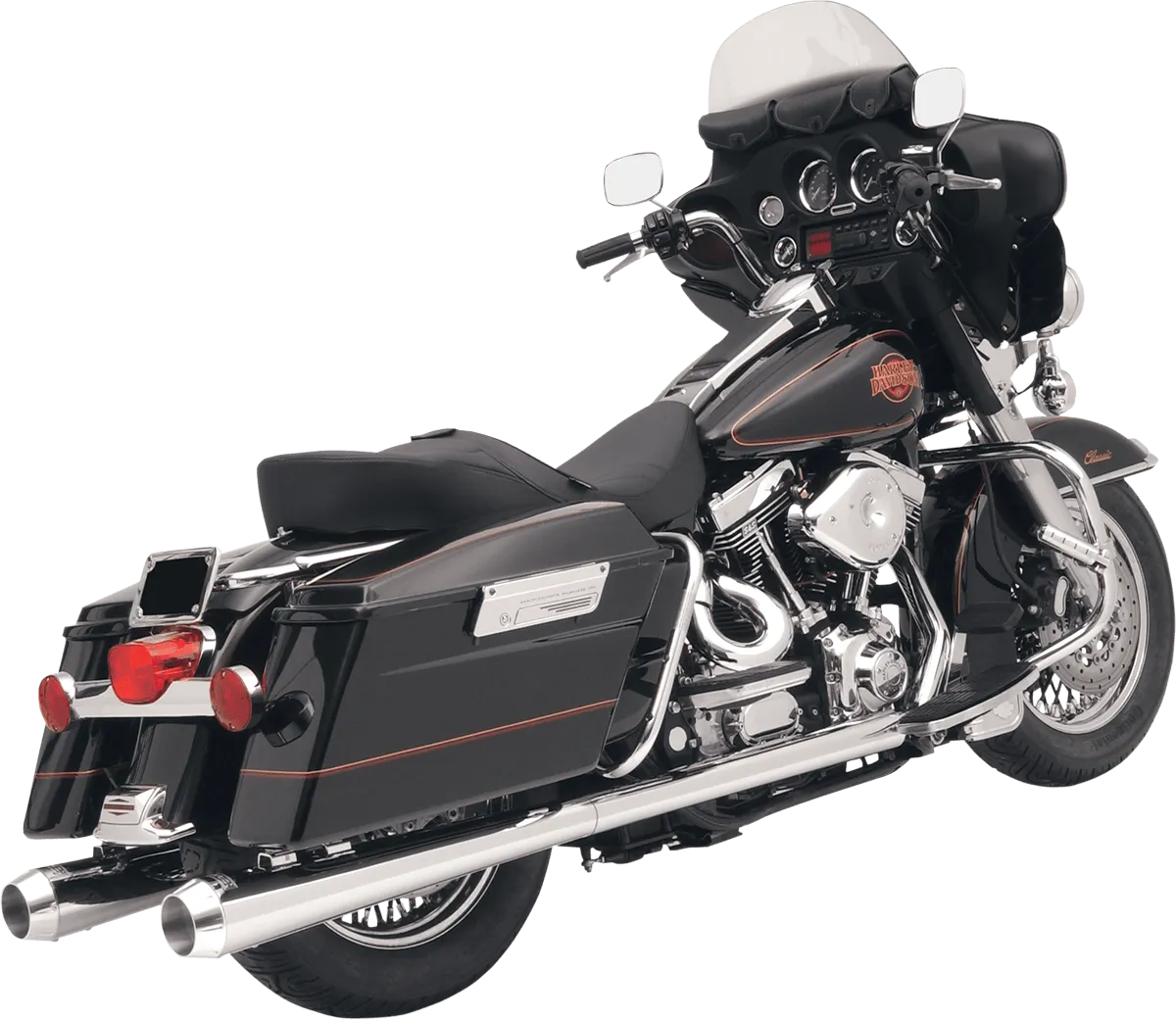 Bassani Manufacturing FLH-529 4in. Slip-On Mufflers with 2in. Standard Baffles - Slant Cut - Chrome