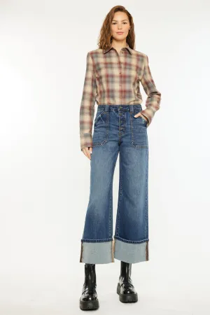 Beanie High Rise Ankle Wide Leg Jeans