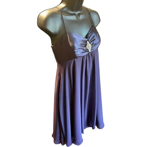 Betsy &amp; Adam NWT Purple Empire Waist Mini formal Dress Size 4