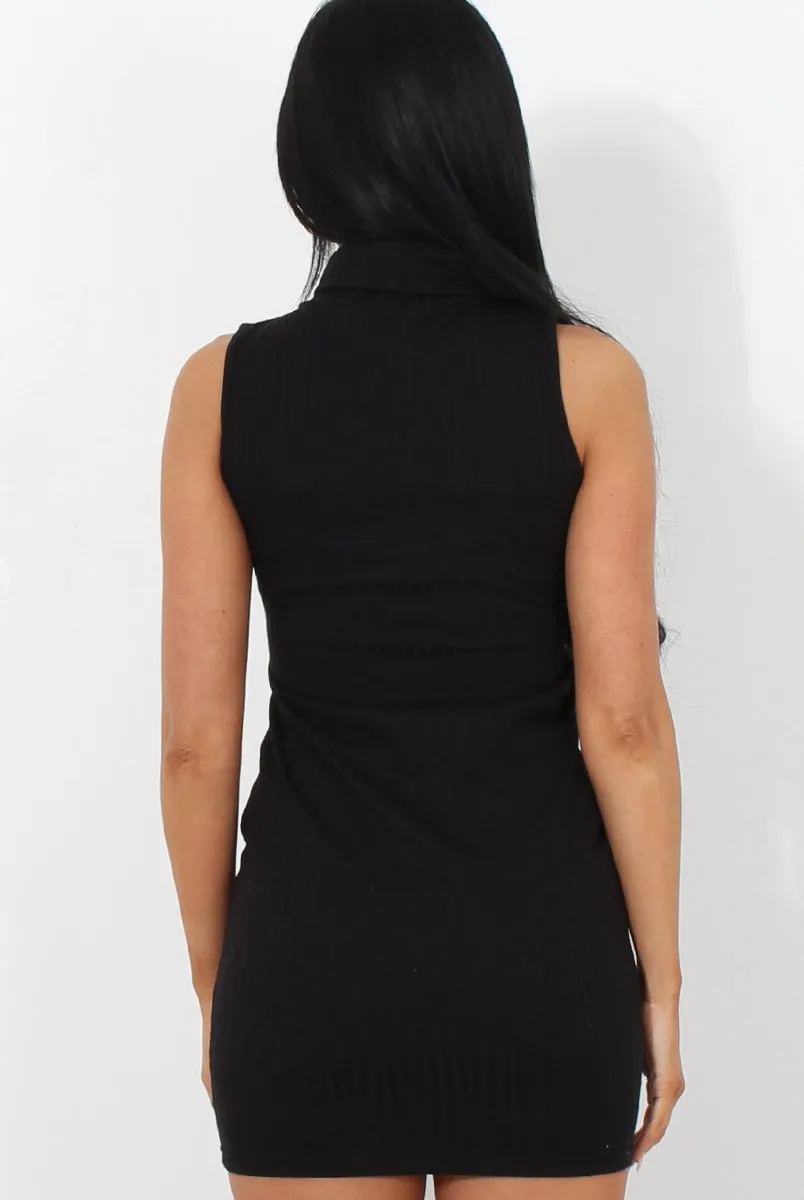 Black Ribbed Dress-Livia