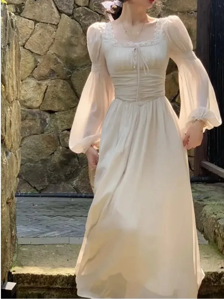 Boutique Fashion Elegant Midi Party Dress Vintage A-Line Solid Chic Prom Wedding Guest Dress