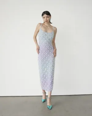 Calliope Luxury Crystal Blue Ombre Maxi Party Dress