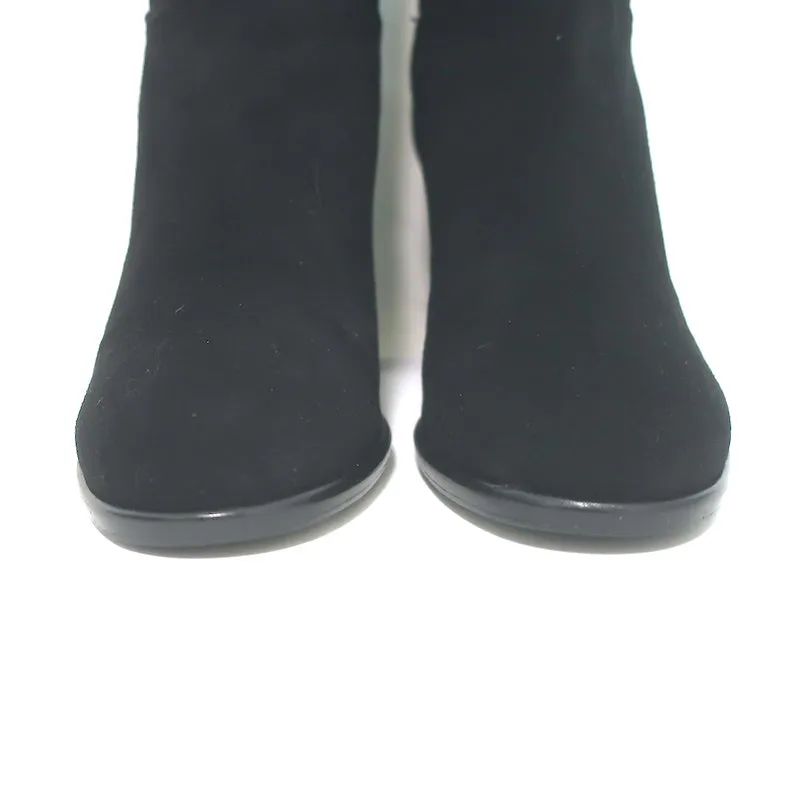 Chanel Over the Knee Boots Black Suede Size 35.5
