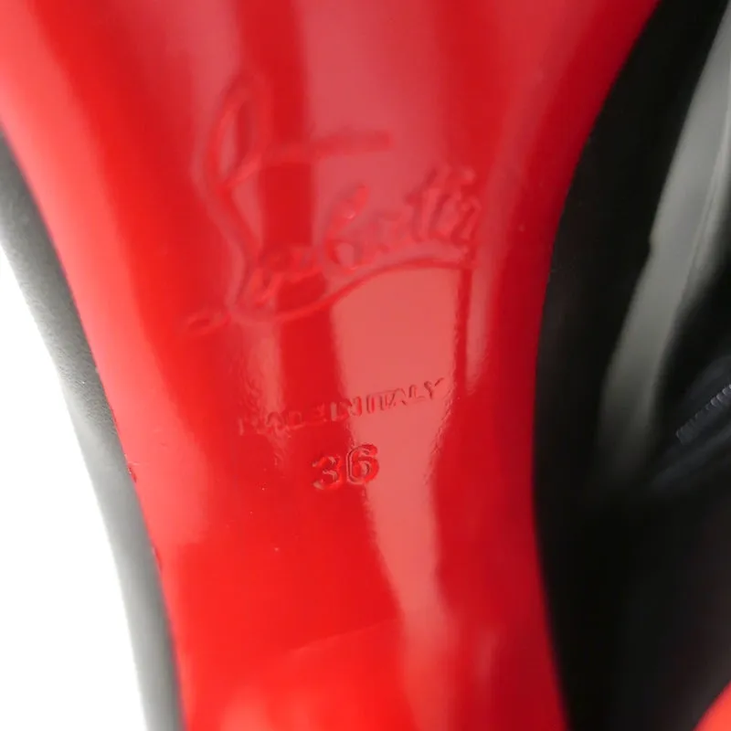 Christian Louboutin Sempre Monica Over the Knee Boots Black Leather Size 36