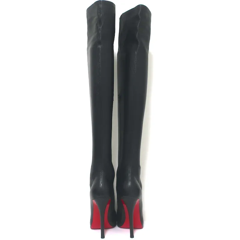 Christian Louboutin Sempre Monica Over the Knee Boots Black Leather Size 36
