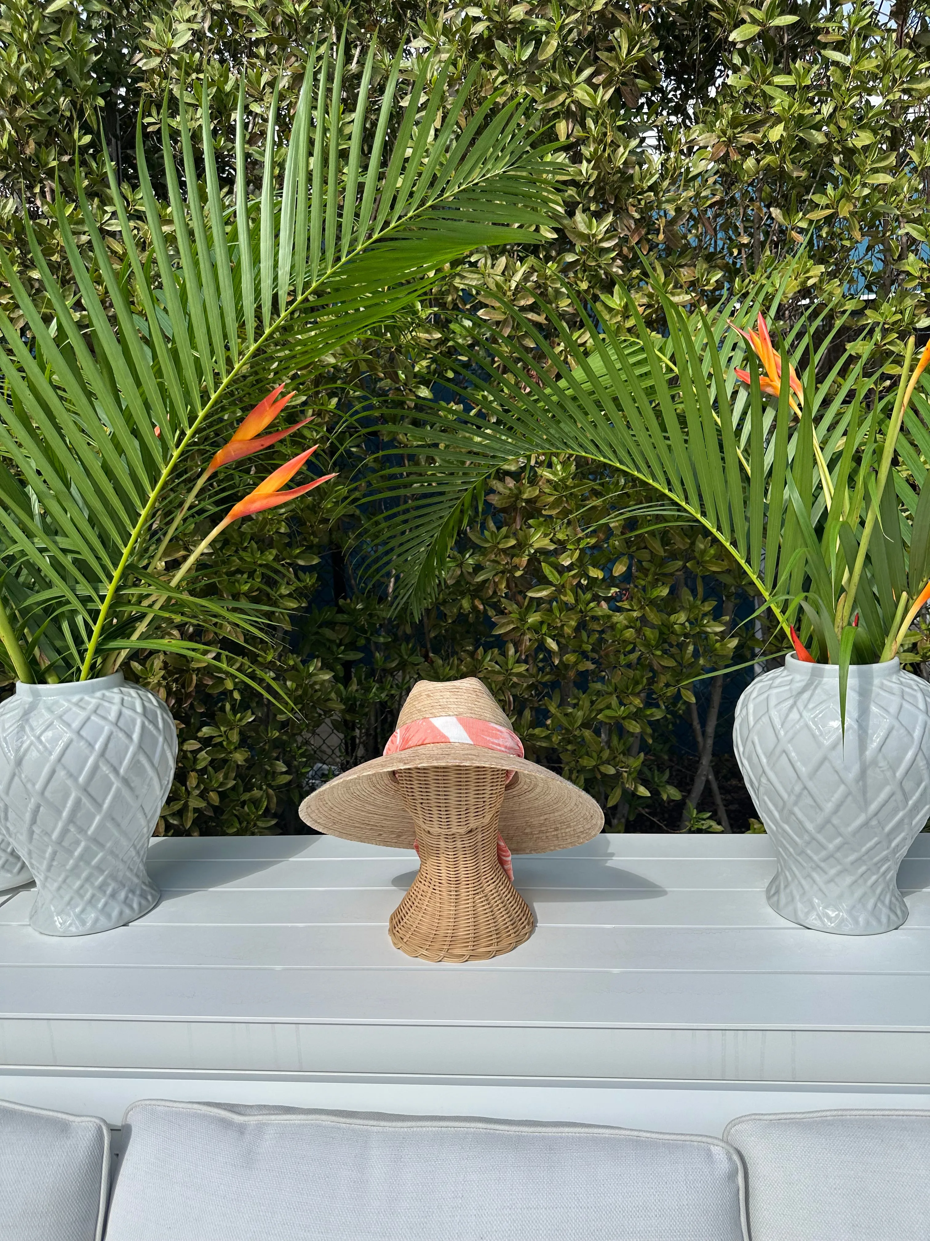 Clematis Bucket Hat - Meg Braff Designs "Nassau" Fabric Ribbon - Bahama Blue