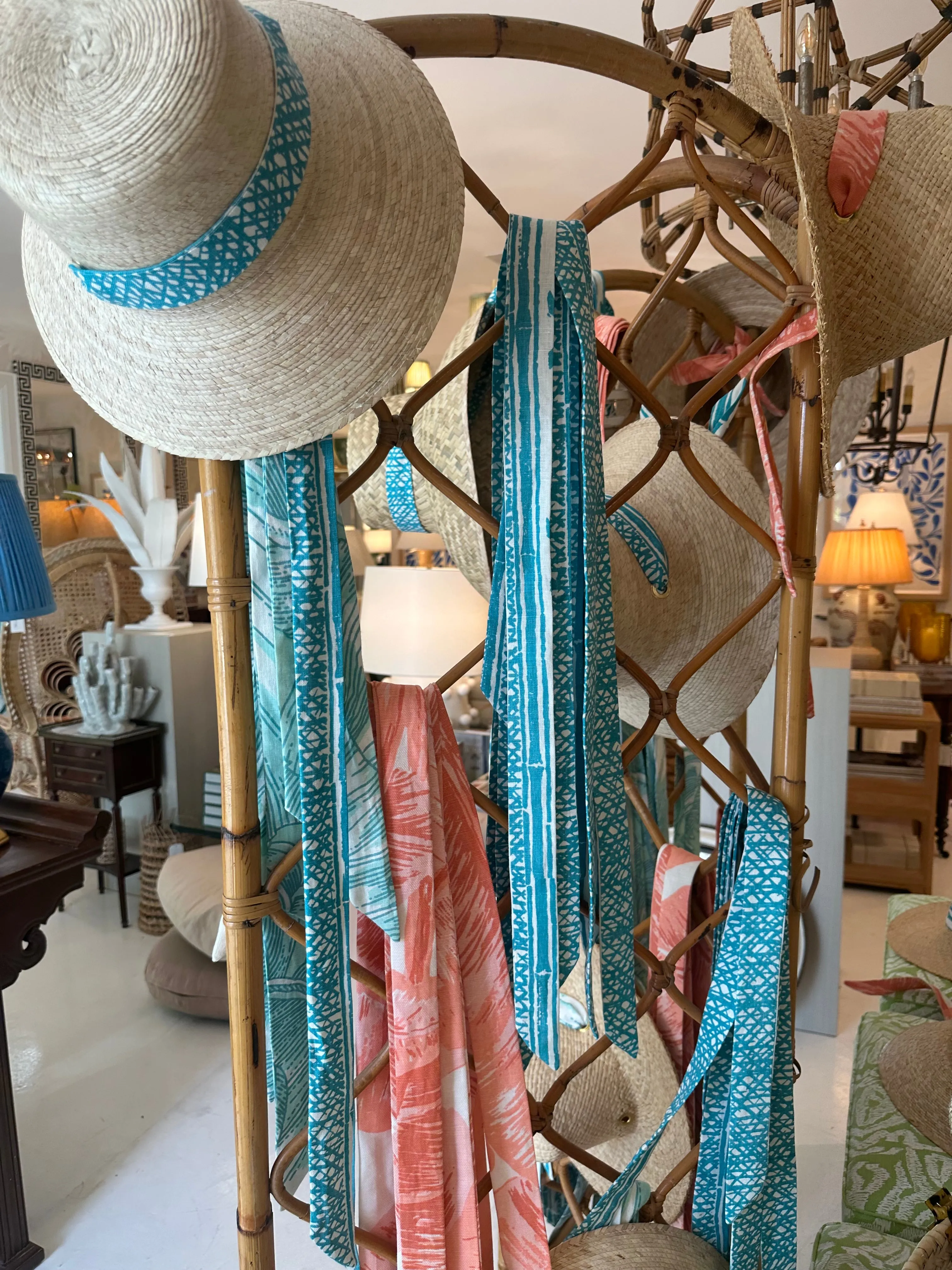 Clematis Bucket Hat - Meg Braff Designs "Nassau" Fabric Ribbon - Bahama Blue