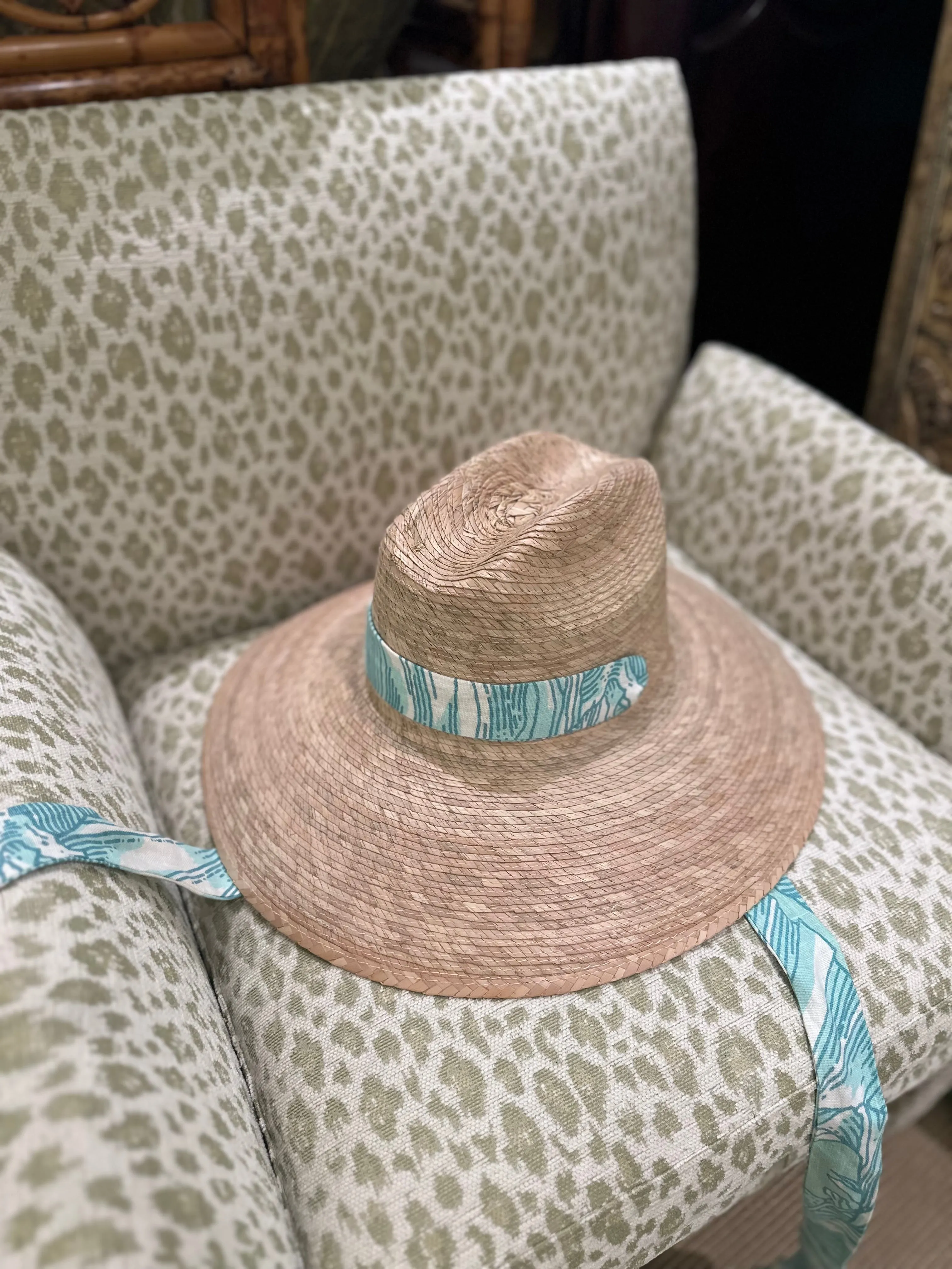 Clematis Bucket Hat - Meg Braff Designs "Nassau" Fabric Ribbon - Bahama Blue