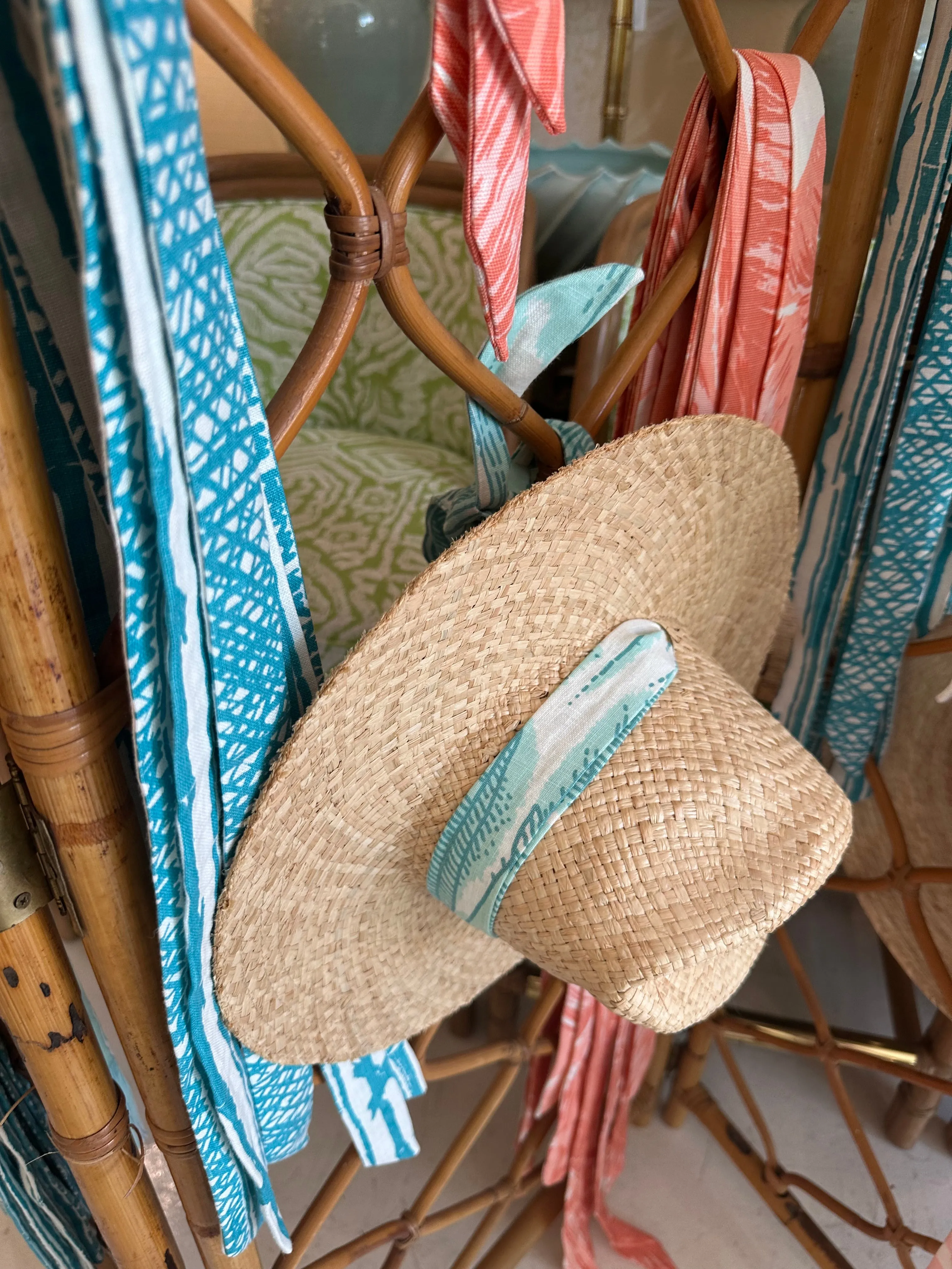 Clematis Bucket Hat - Meg Braff Designs "Nassau" Fabric Ribbon - Bahama Blue