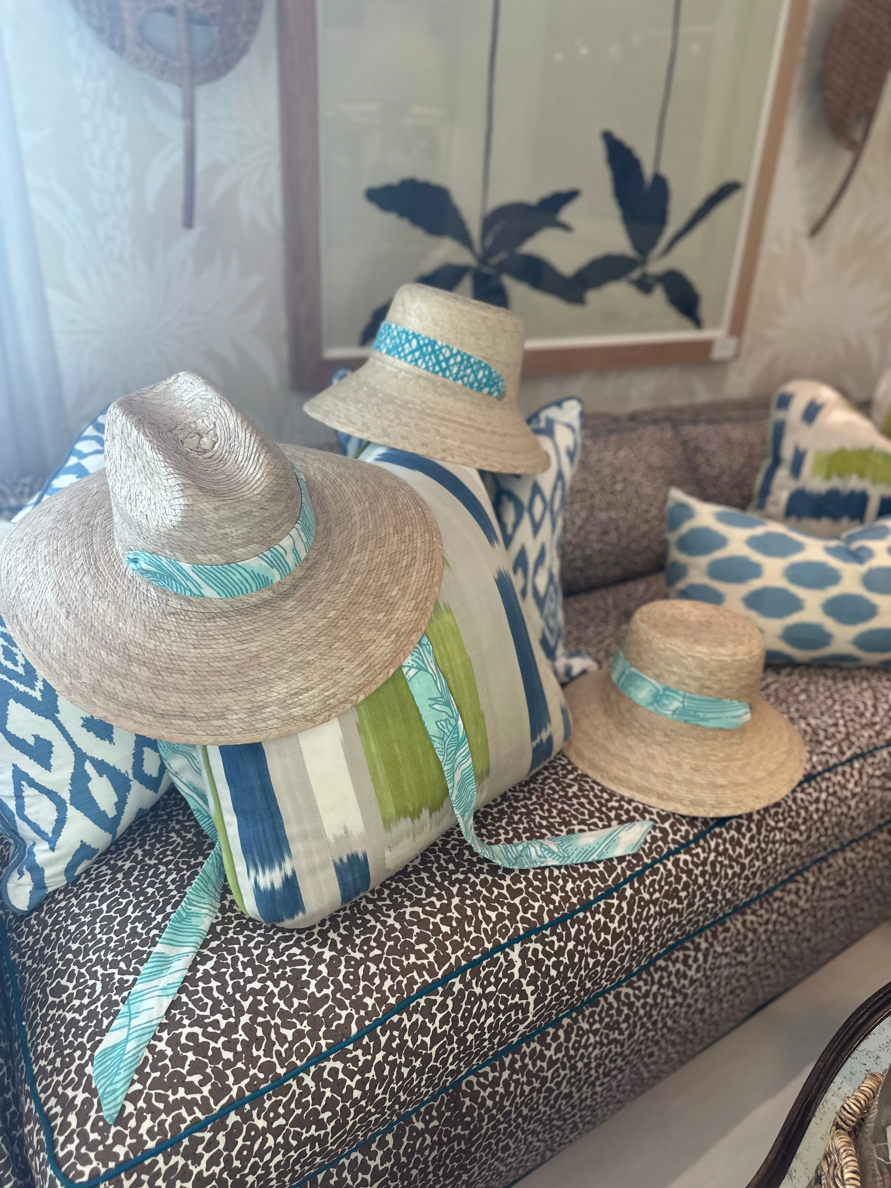 Clematis Bucket Hat - Meg Braff Designs "Nassau" Fabric Ribbon - Bahama Blue