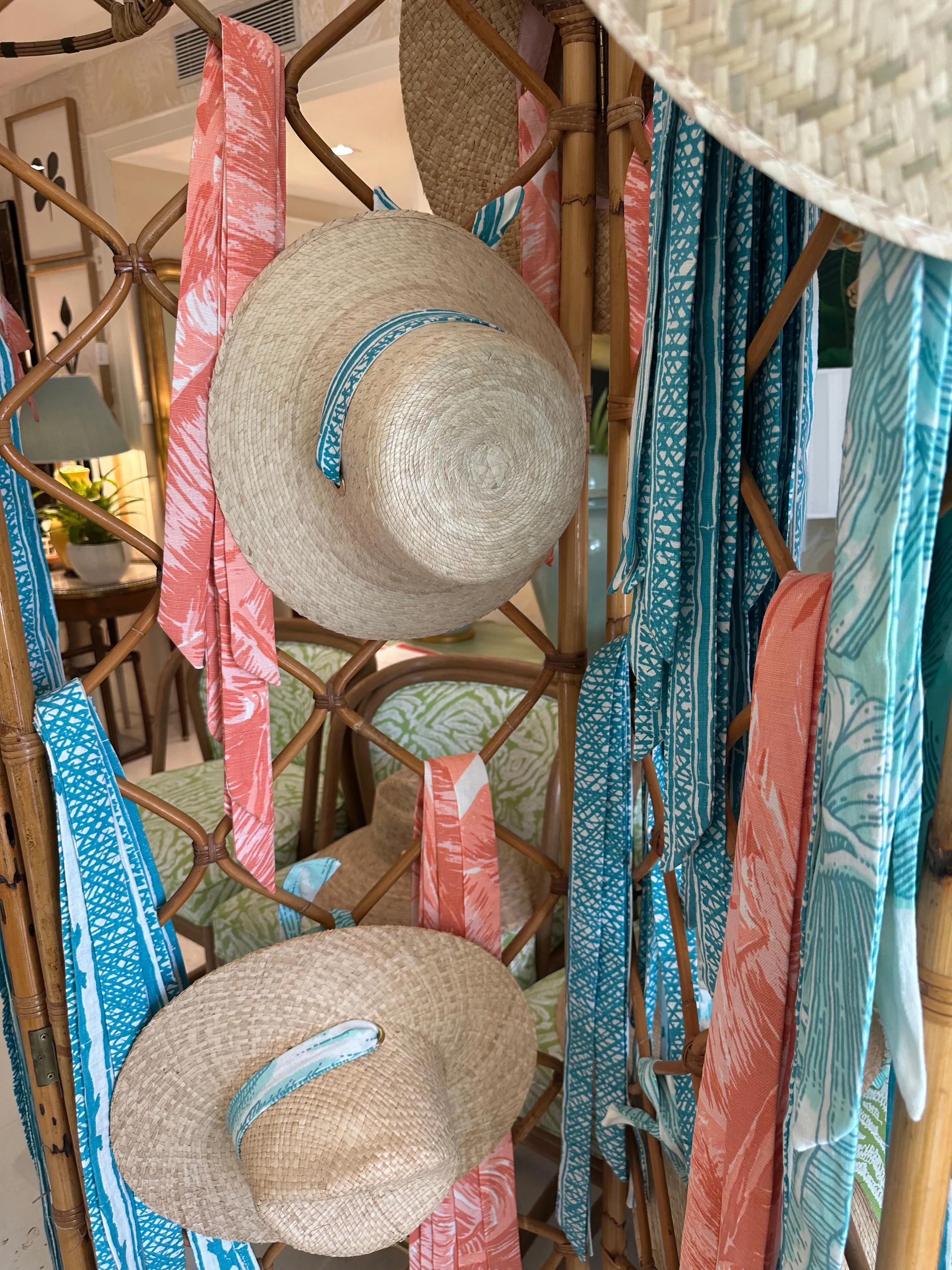 Clematis Bucket Hat - Meg Braff Designs "Nassau" Fabric Ribbon - Bahama Blue