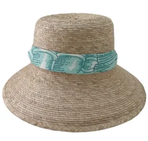 Clematis Bucket Hat - Meg Braff Designs "Nassau" Fabric Ribbon - Bahama Blue