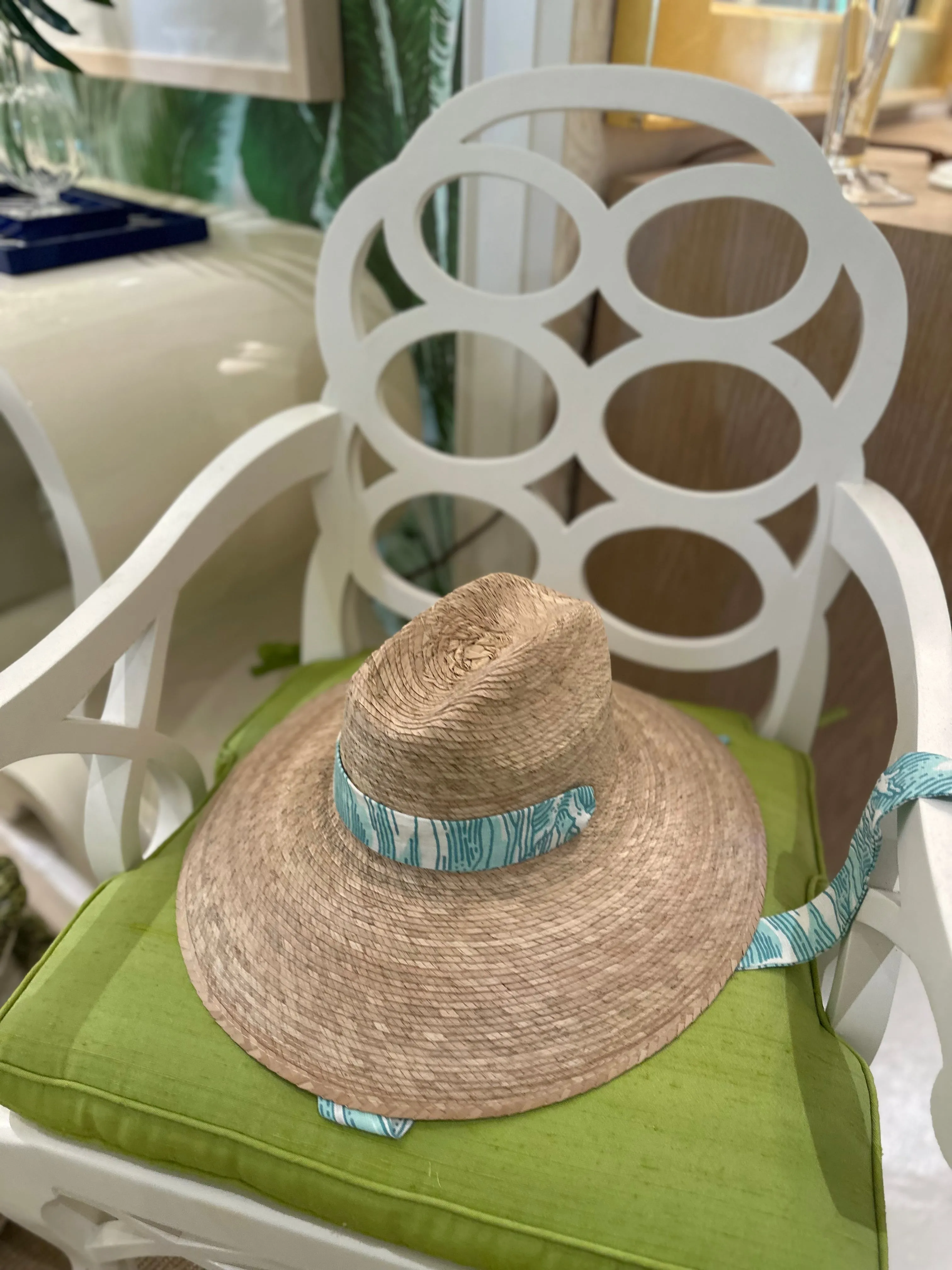 Clematis Bucket Hat - Meg Braff Designs "Nassau" Fabric Ribbon - Bahama Blue