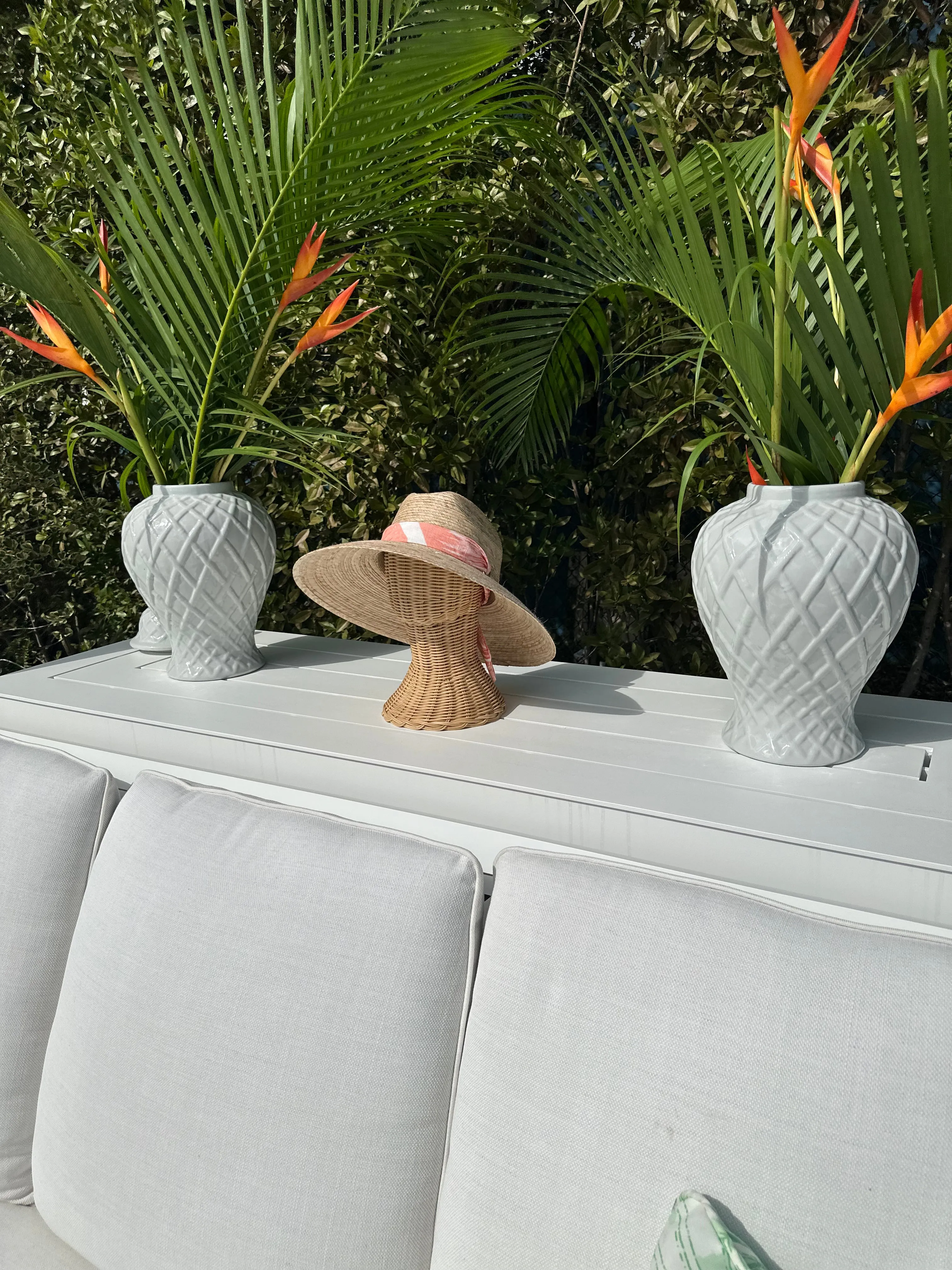 Clematis Bucket Hat - Meg Braff Designs "Nassau" Fabric Ribbon - Bahama Blue