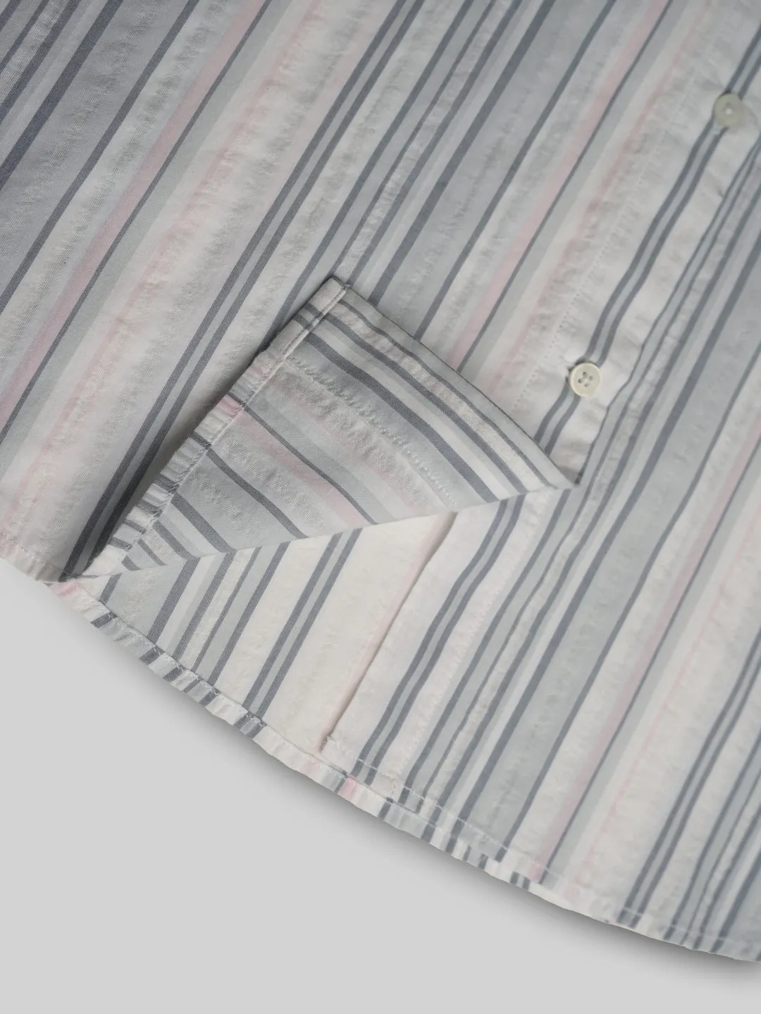 Cotton Striped Casual Shirt in Sky/White - Comfort Fit