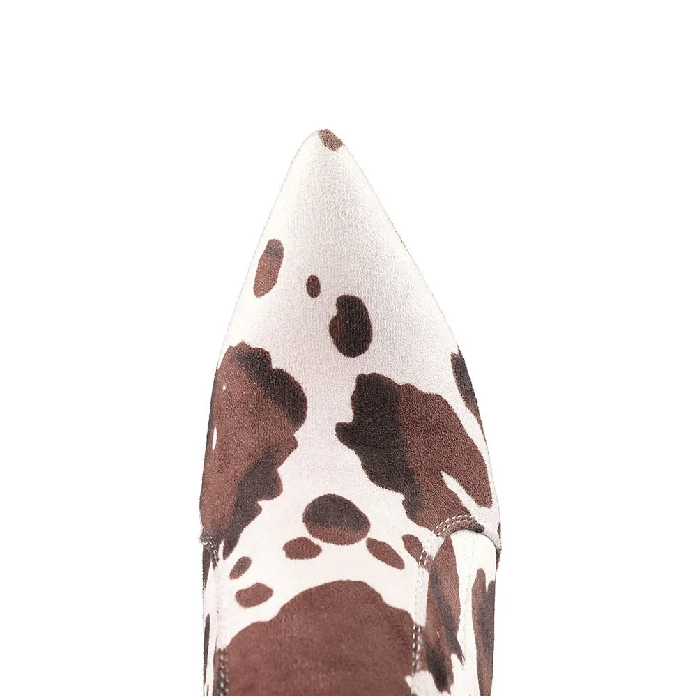 Cow Print Stiletto Over-the-knee Boots