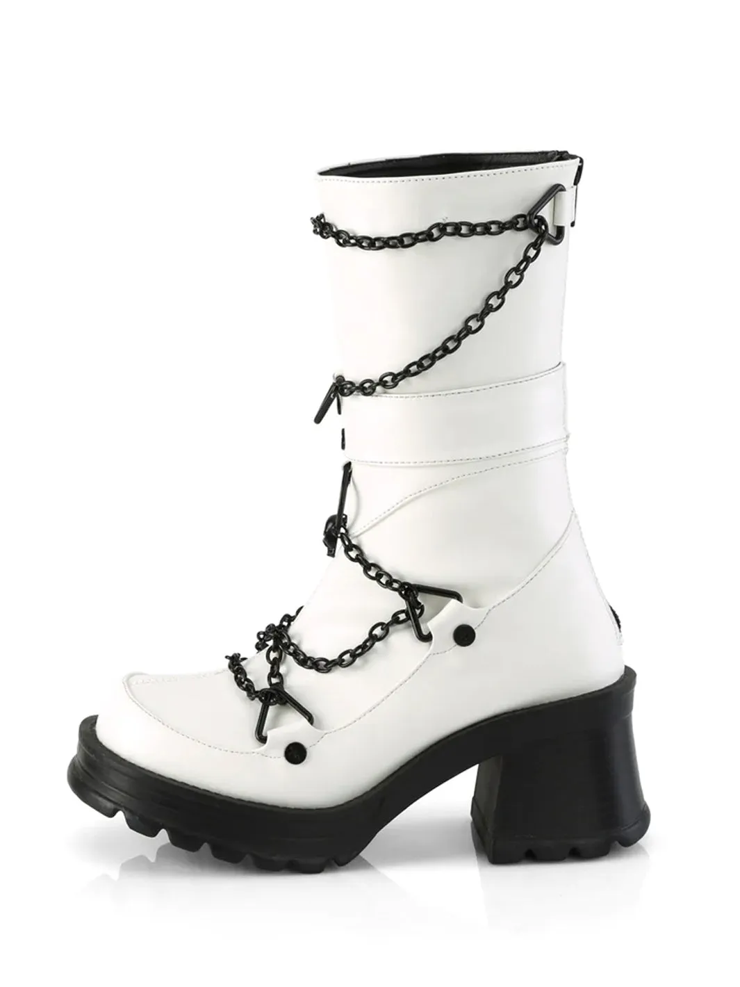 DEMONIA BRATTY-120 - WHITE VEGAN LEATHER ✰ PRE ORDER ✰