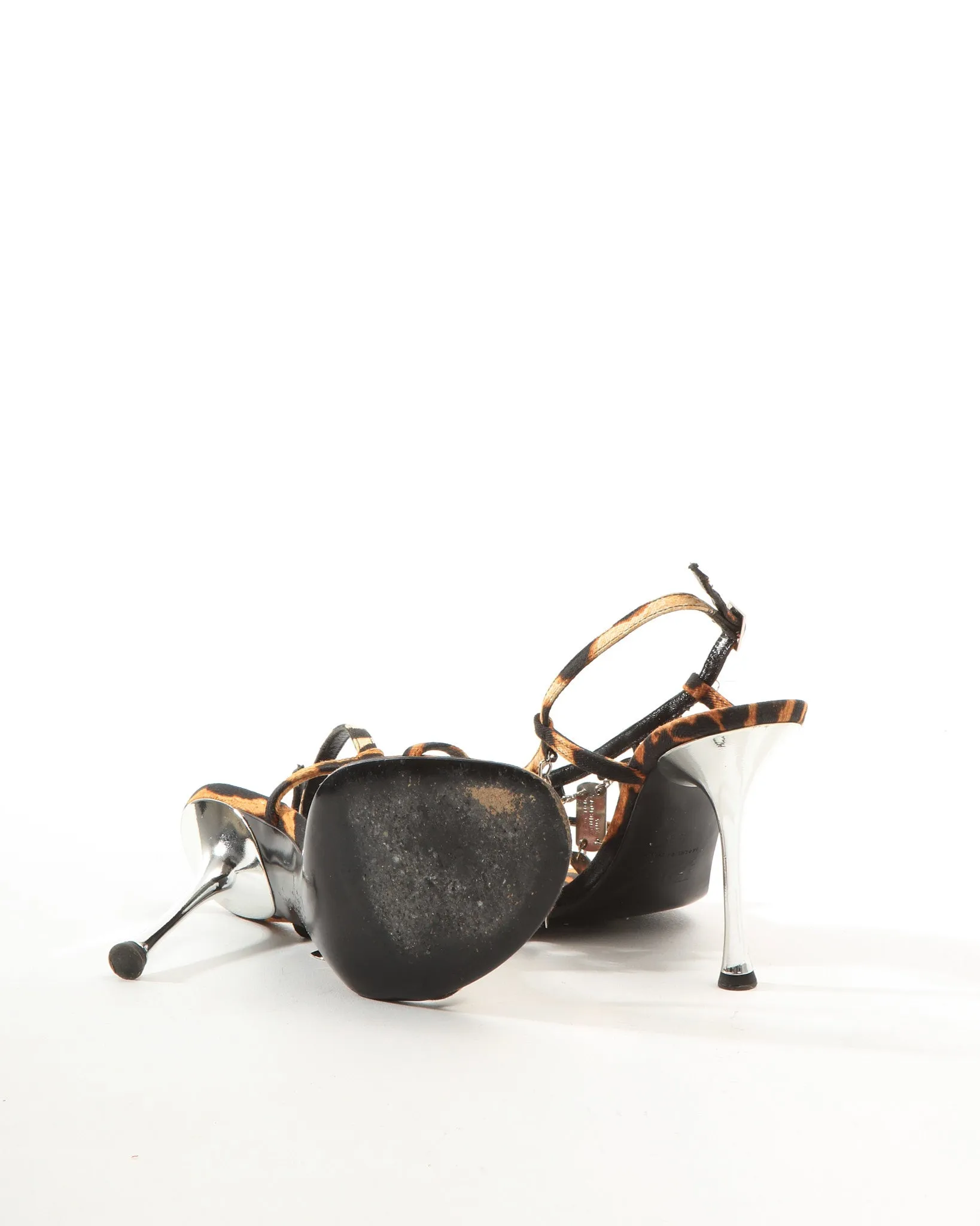 Dior Vintage Dog Tag Leopard Print Sandals - 39