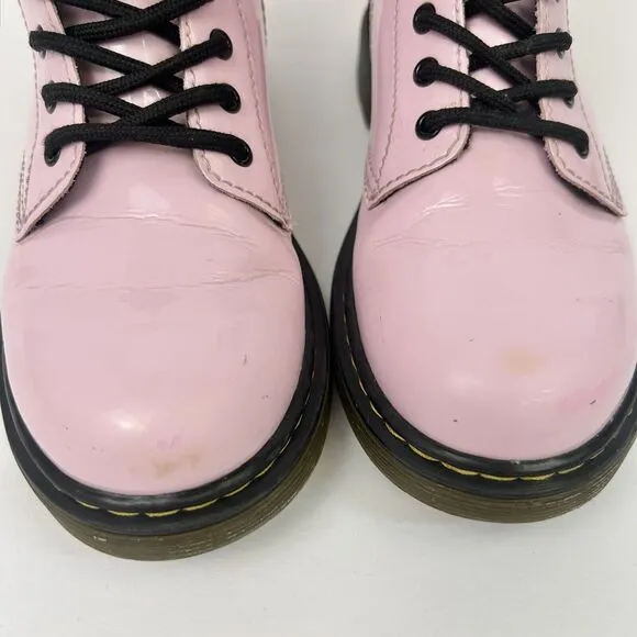 Dr Martins Boots Girls Size 2 1460 8-Eye Patent Pale Pink Side‎ Zipper Lace Up