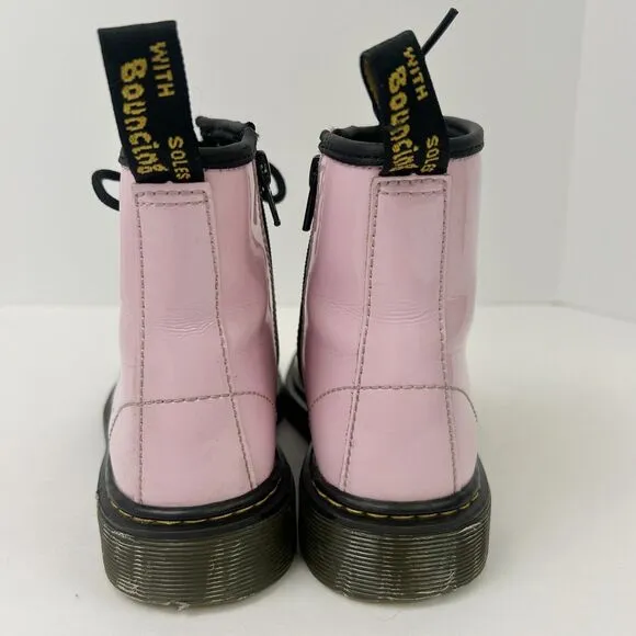 Dr Martins Boots Girls Size 2 1460 8-Eye Patent Pale Pink Side‎ Zipper Lace Up