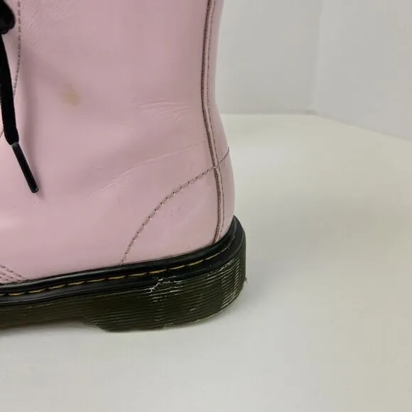 Dr Martins Boots Girls Size 2 1460 8-Eye Patent Pale Pink Side‎ Zipper Lace Up
