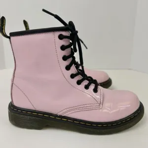 Dr Martins Boots Girls Size 2 1460 8-Eye Patent Pale Pink Side‎ Zipper Lace Up