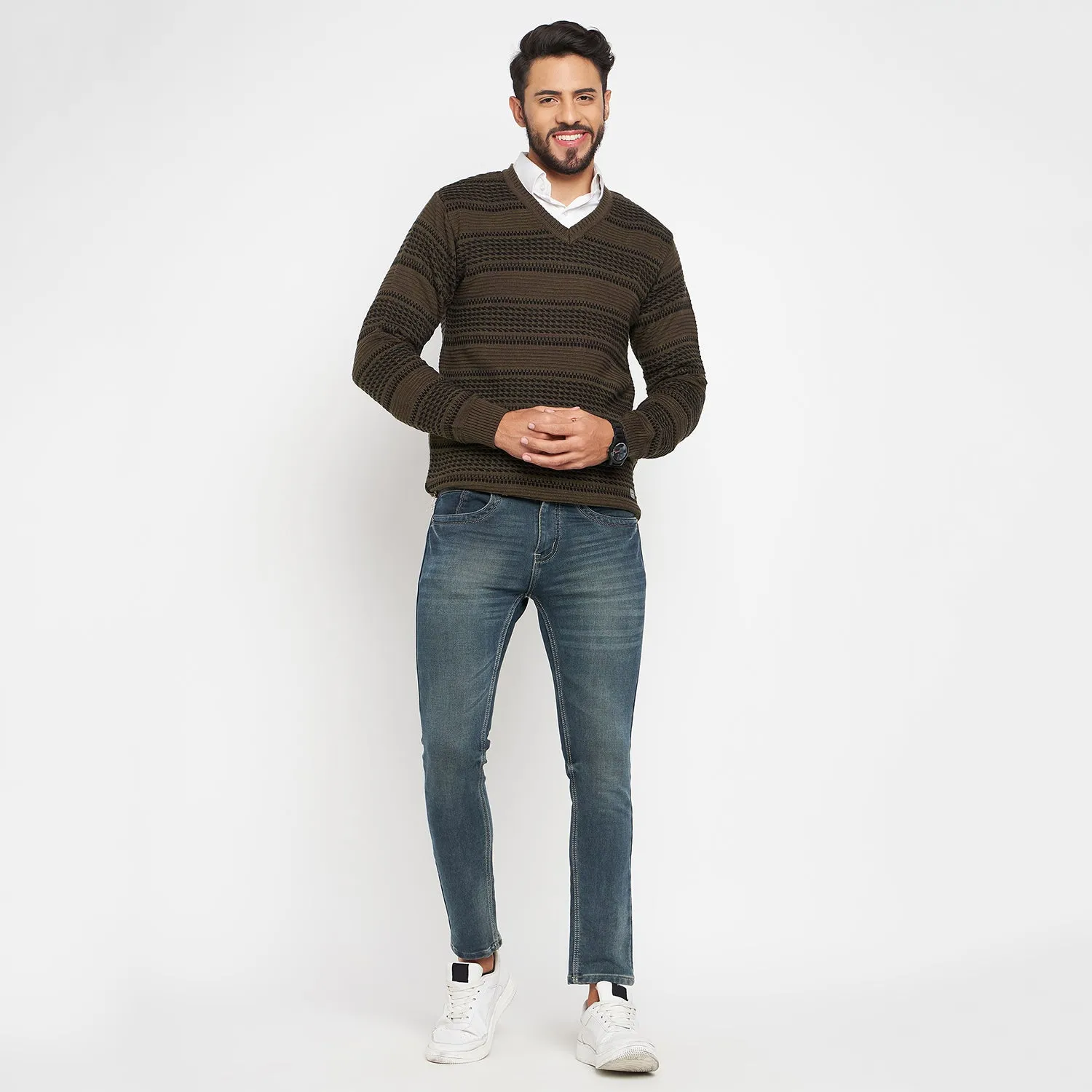 Duke Stardust Men Full Sleeve V Neck Sweater (SDS2045)