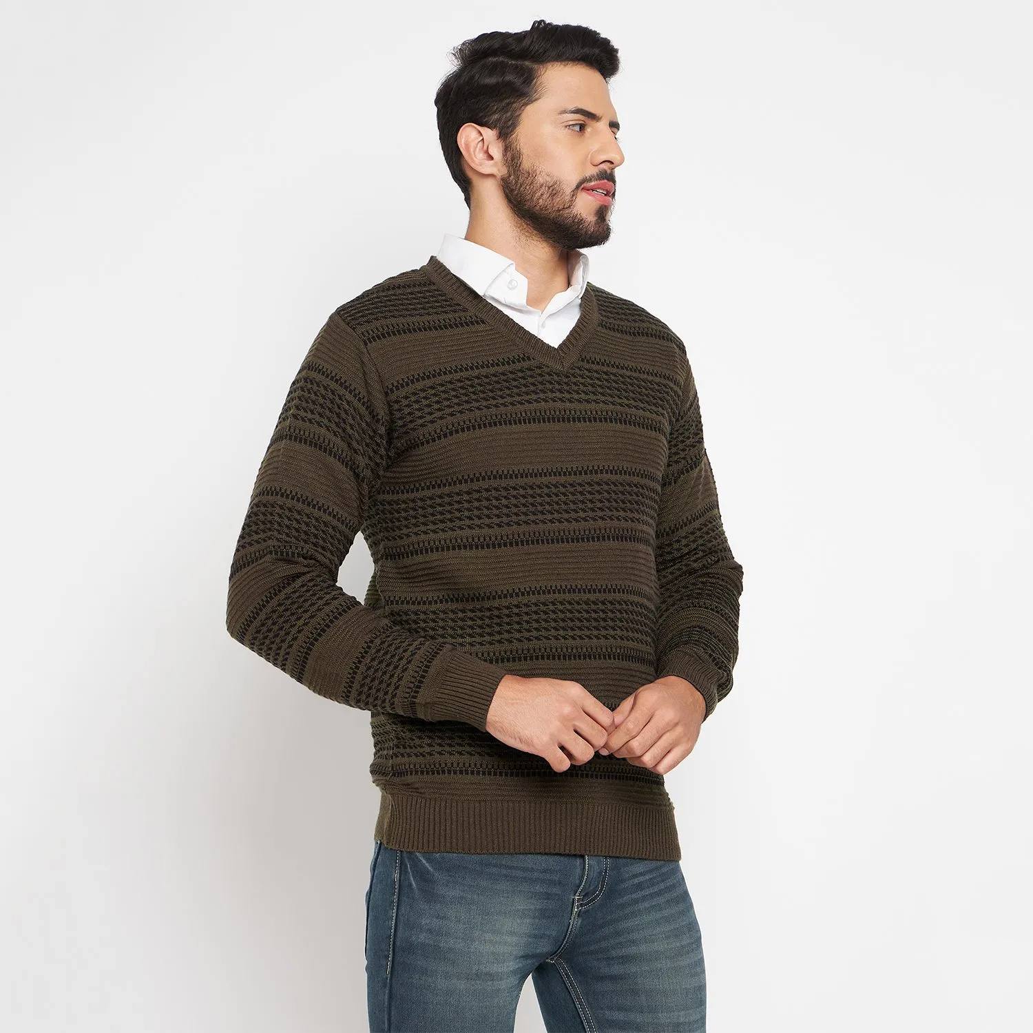 Duke Stardust Men Full Sleeve V Neck Sweater (SDS2045)