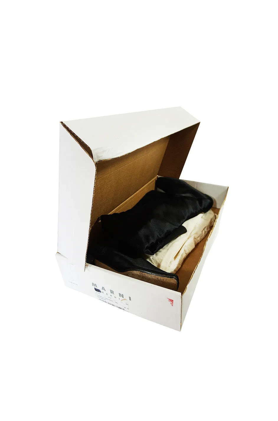 Early 2000s Marni Black Silk Thigh High Boots