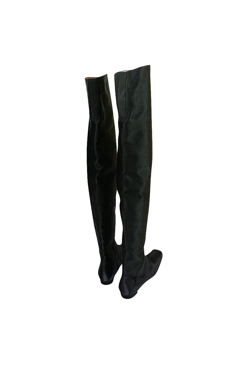 Early 2000s Marni Black Silk Thigh High Boots