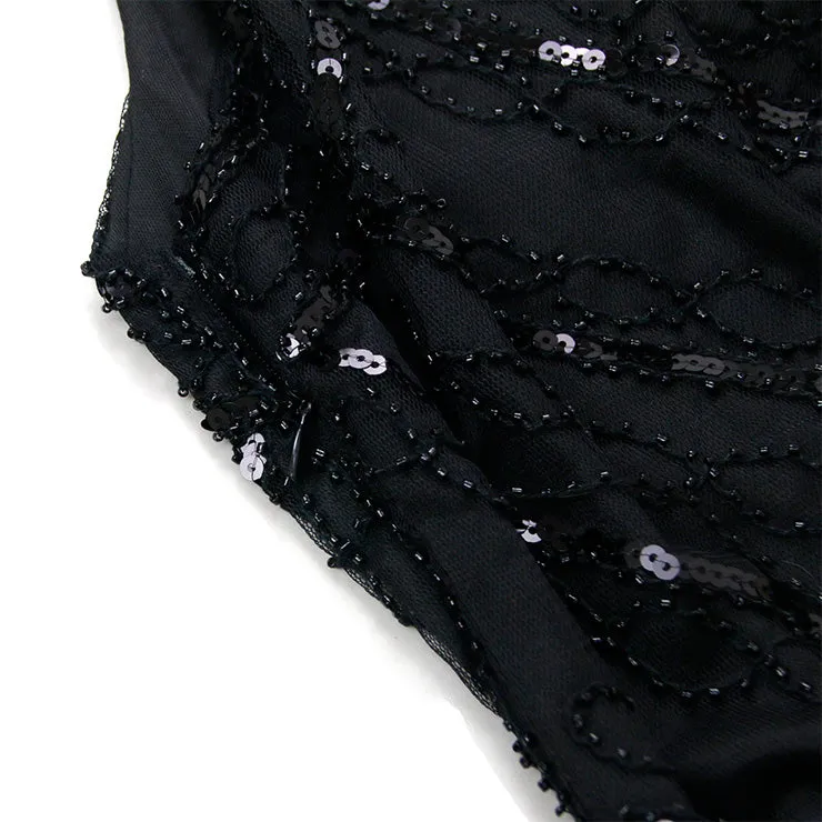 Elegant Black Beaded Gatsby Dress