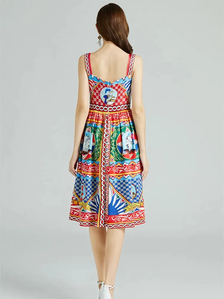 Elegant Button Spaghetti Strap Dress