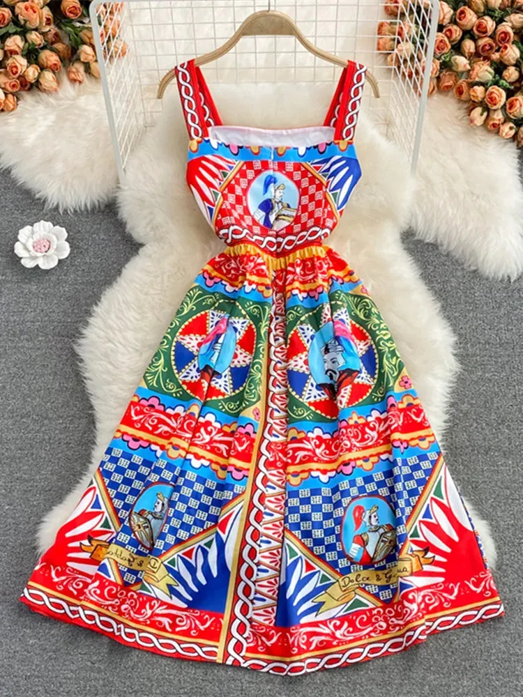 Elegant Button Spaghetti Strap Dress
