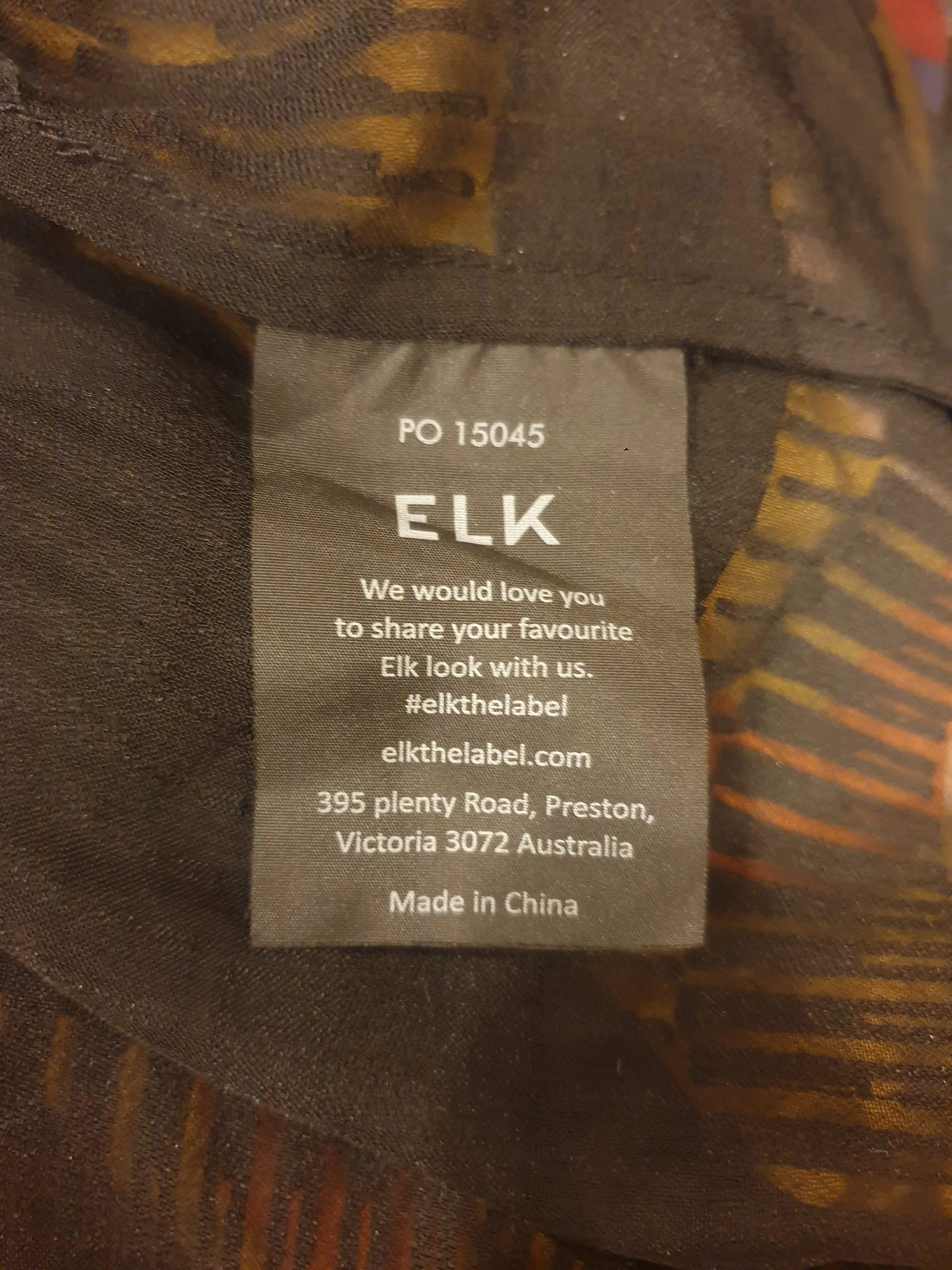 Elk black semi-sheer patterned dress size 8