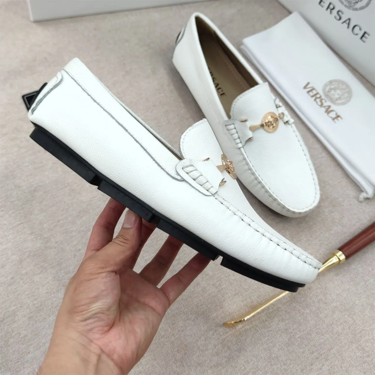 Exclusive White Signature Loafers