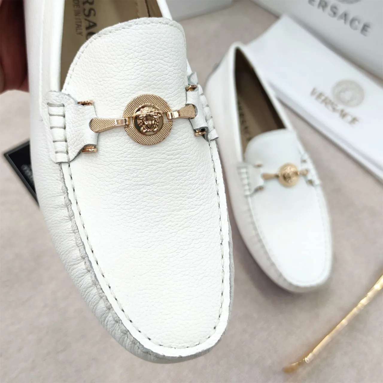 Exclusive White Signature Loafers