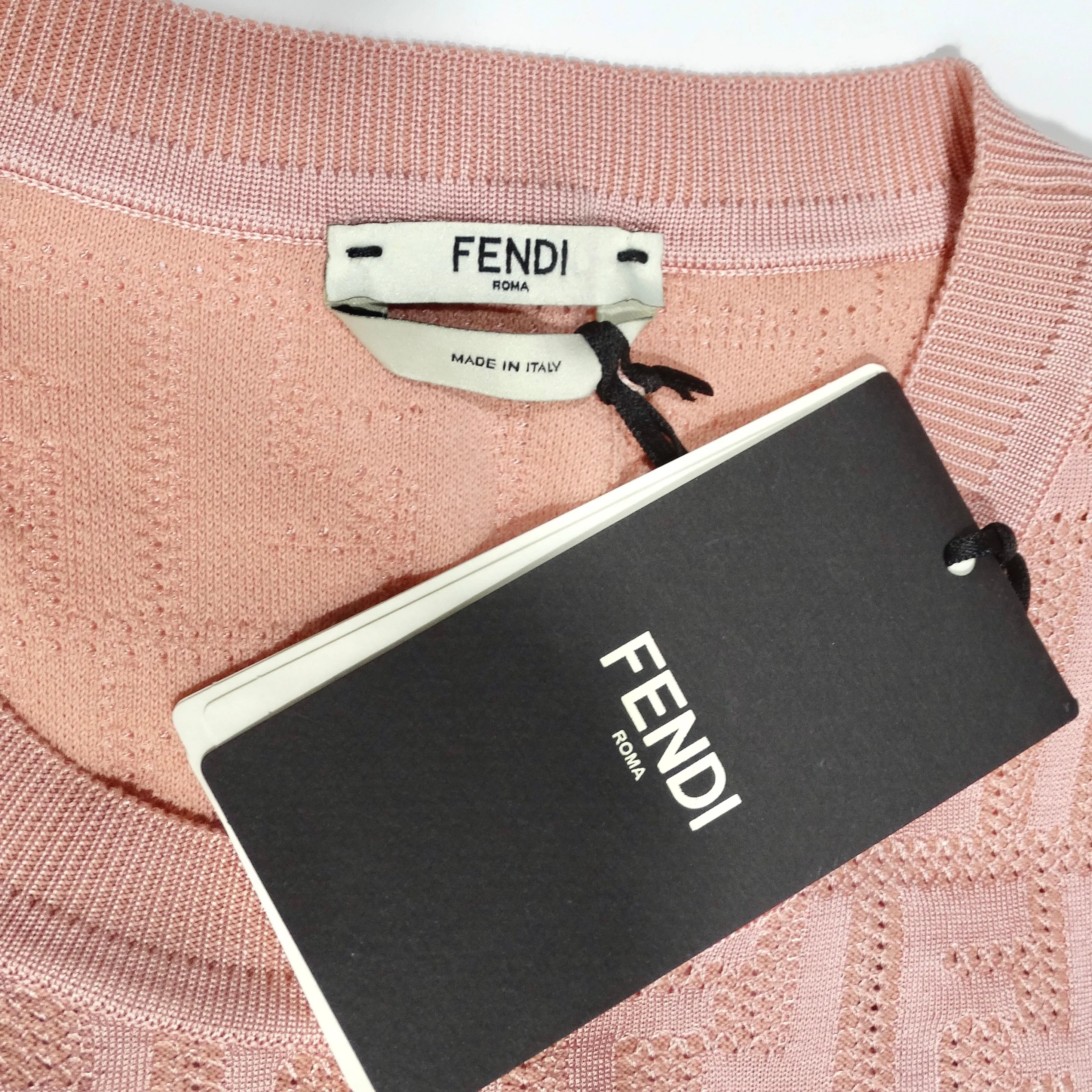Fendi Pink Jacquard Monogram Crewneck Dress
