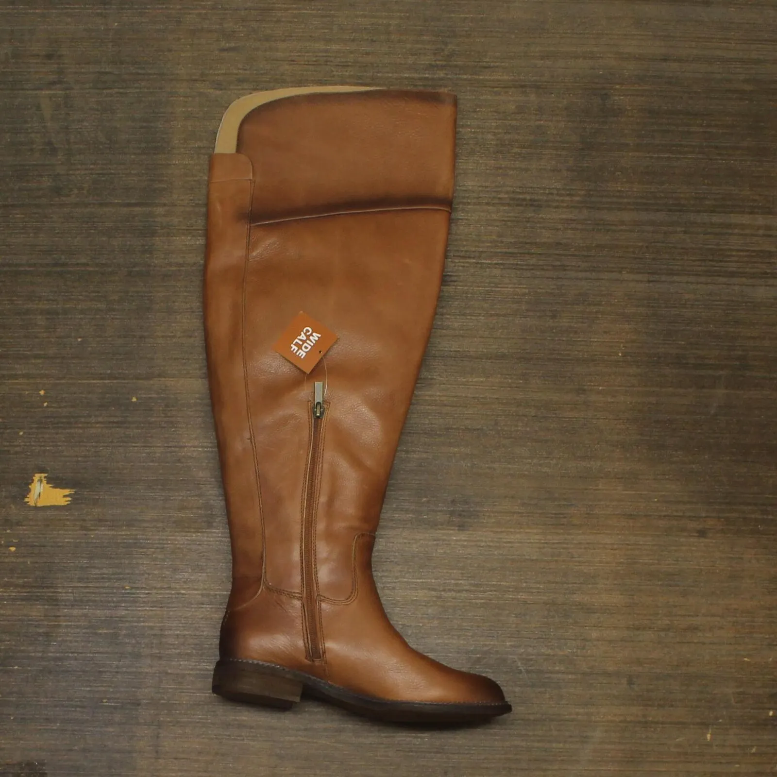 Franco Sarto Haleen Wide Calf Over-the-Knee Boots Shoes Cognac Brown 8M-WC