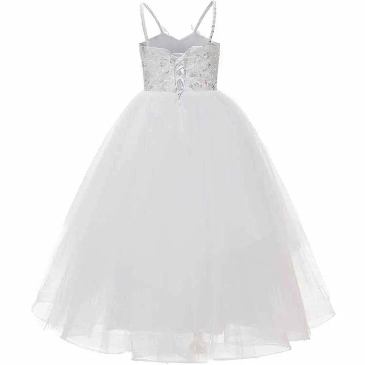 Girls Flower Vintage Lace Dress Wedding Party Evening Formal Pegeant Dance Gown