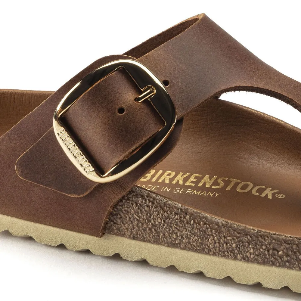 Gizeh Big Buckle - Cognac Oiled Leather||Gizeh grosses boucles - Cuir huilé cognac