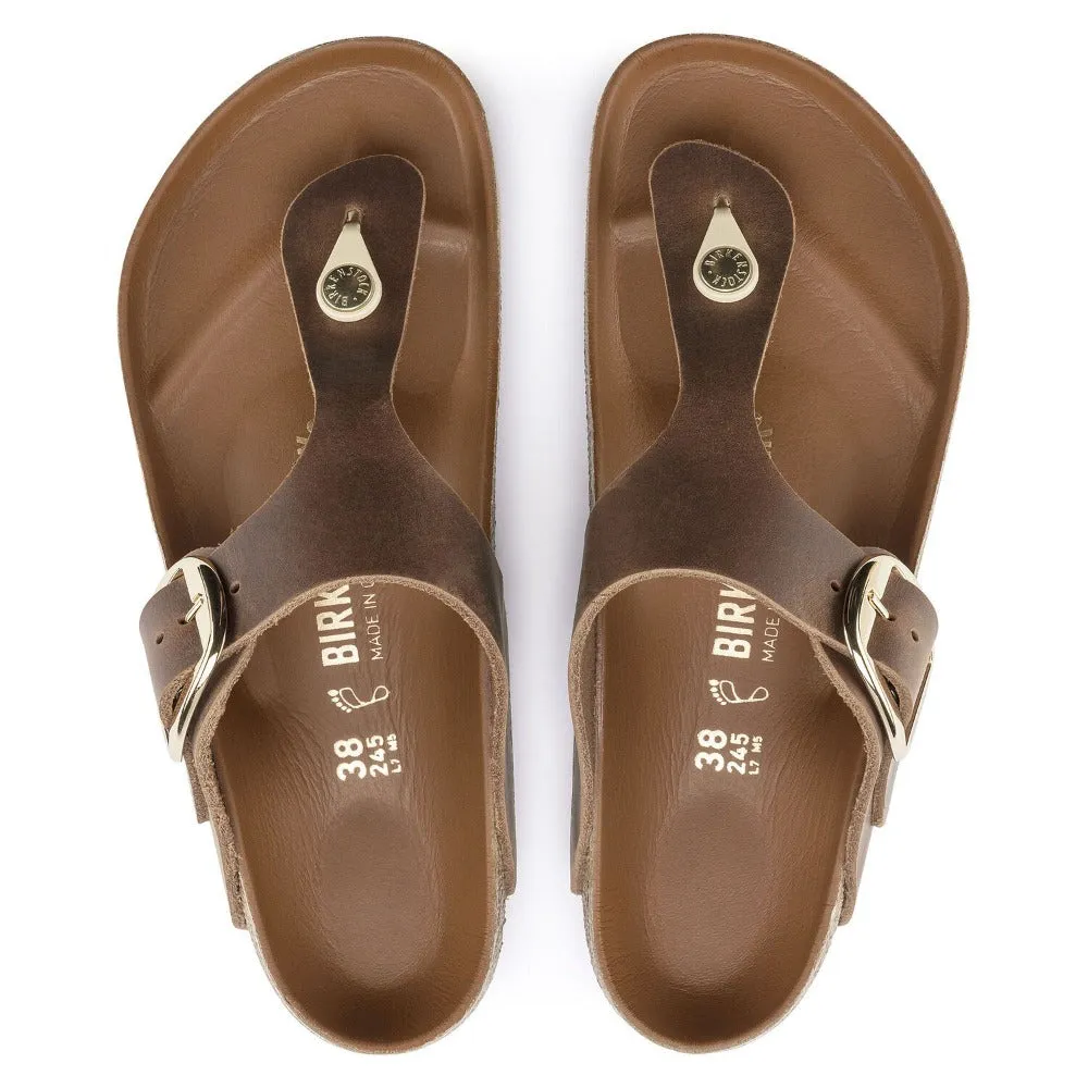 Gizeh Big Buckle - Cognac Oiled Leather||Gizeh grosses boucles - Cuir huilé cognac