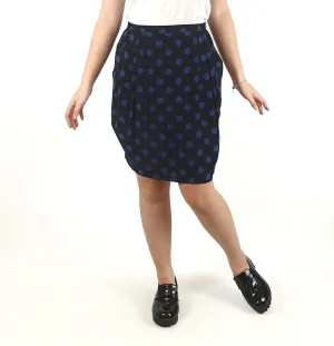 Gorman black 100% silk skirt with purple polka dots and pcokets size 8 (best fits size 6)