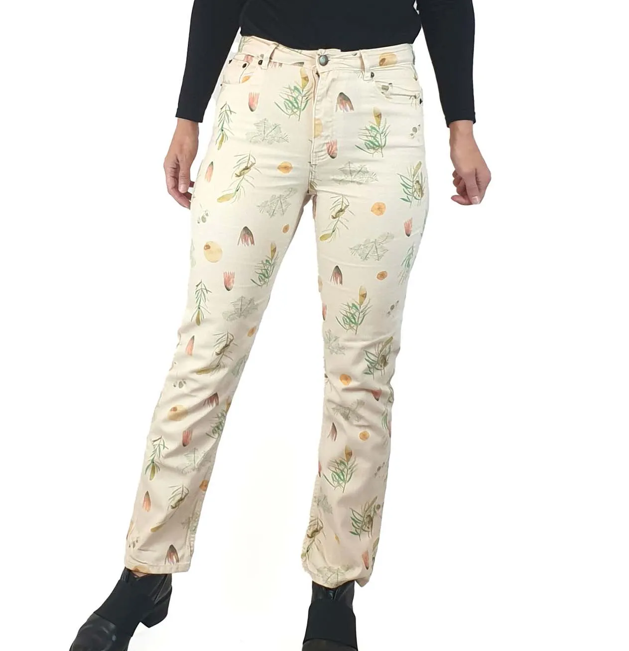 Gorman   Diana Kinter cream jeans with cute print size 8