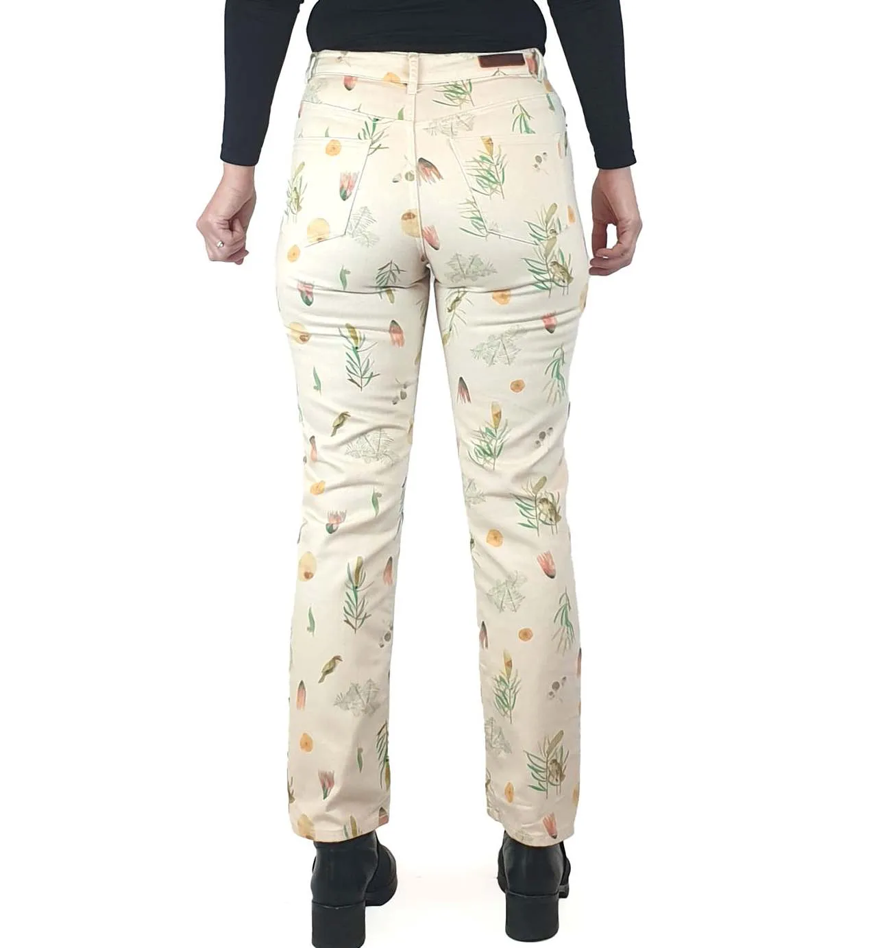 Gorman   Diana Kinter cream jeans with cute print size 8